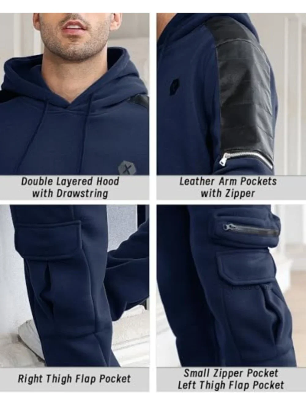 Men's 2 Piece Tracksuit Sweatsuit Athletic Jogging Set Pullover Hoodie Long
